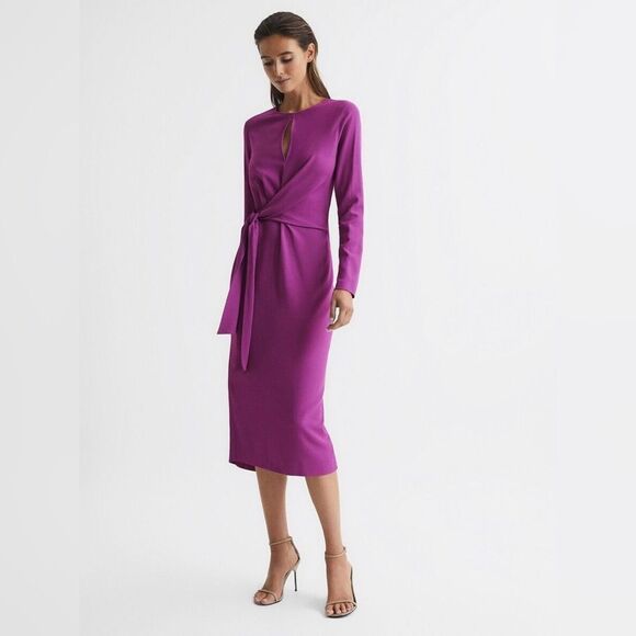 REISS Valentina $385 Midi-Dress Size US 8 UK 12 - Picture 6 of 16